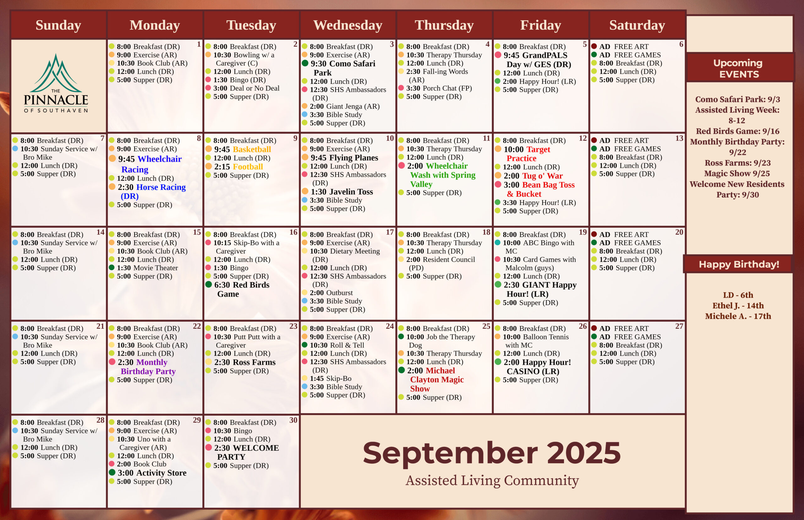 The Pinnacle of Southaven - Assisted Living and Memory Care - Assisted Living Events Calendar