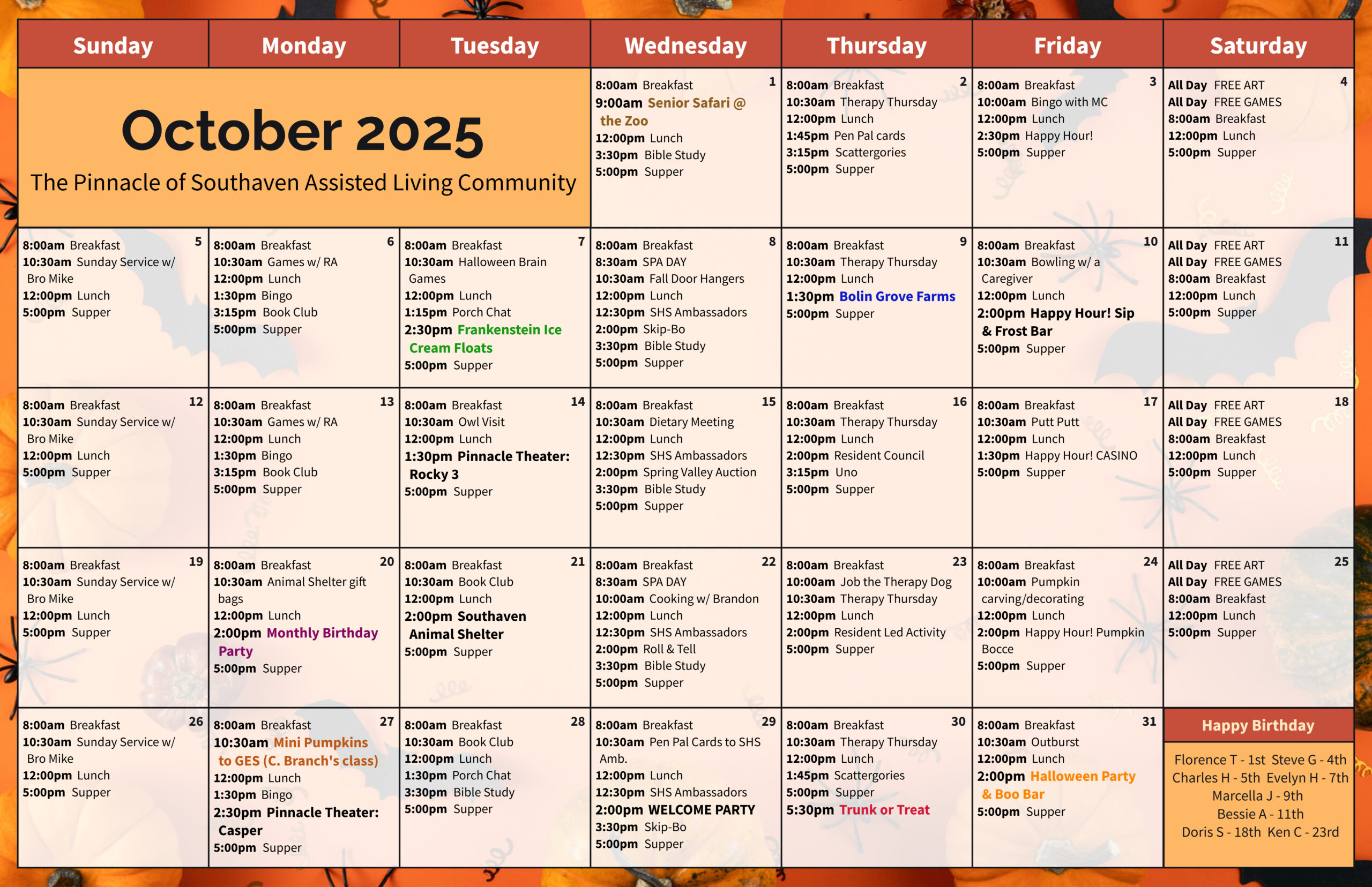 The Pinnacle of Southaven - Assisted Living and Memory Care - Assisted Living Events Calendar